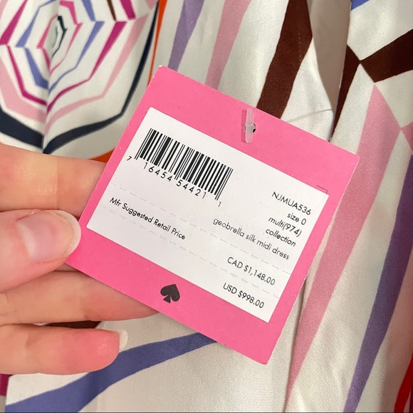 RARE! Kate Spade Geobrella Silk Midi Dress Gorgeous geometric print - Picture 7 of 11